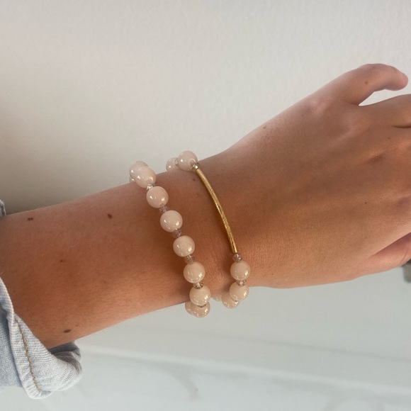 Set of 2 Gold Bar Beaded Bracelets - Picture 1 of 4